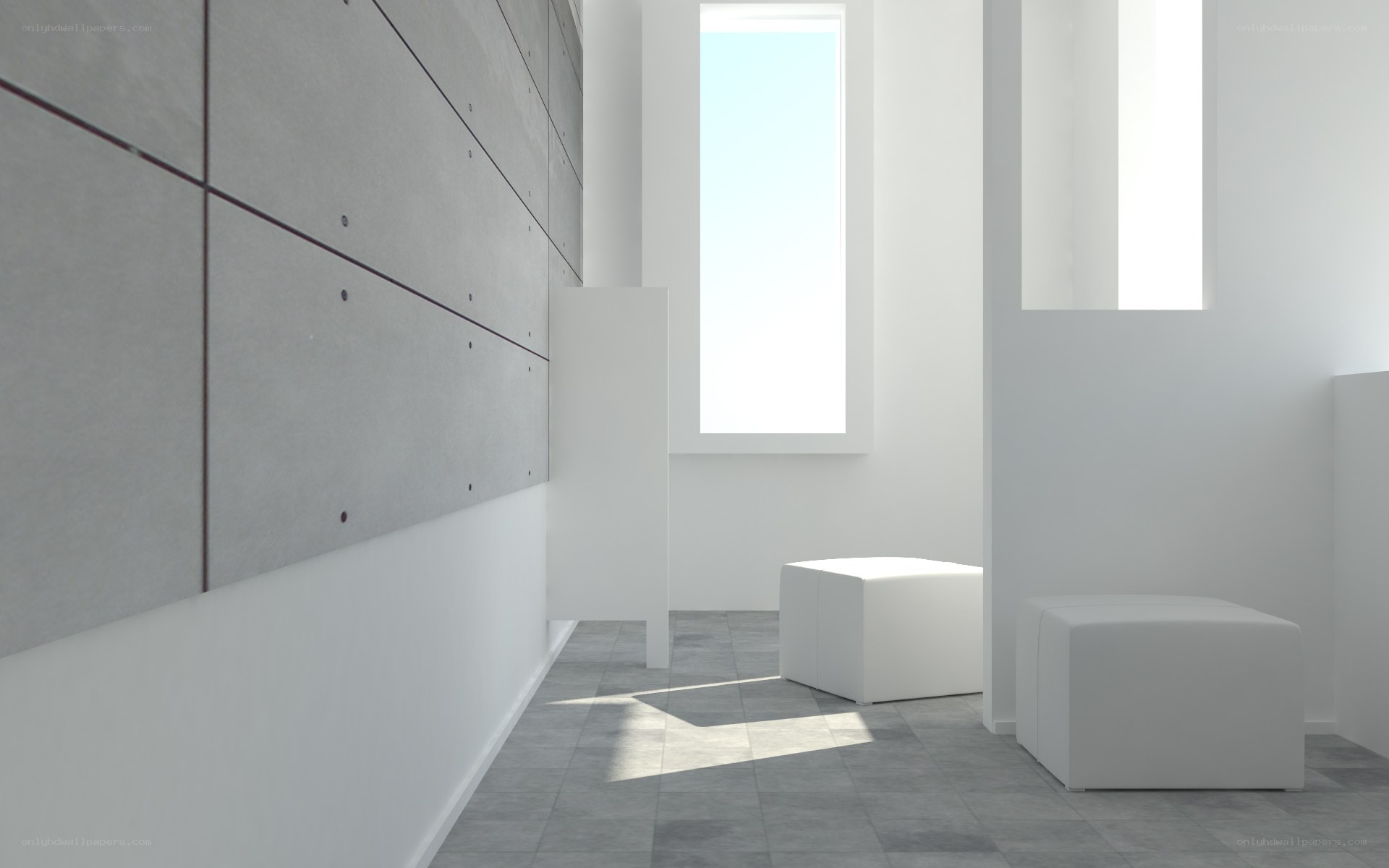 Minimalist white room interior