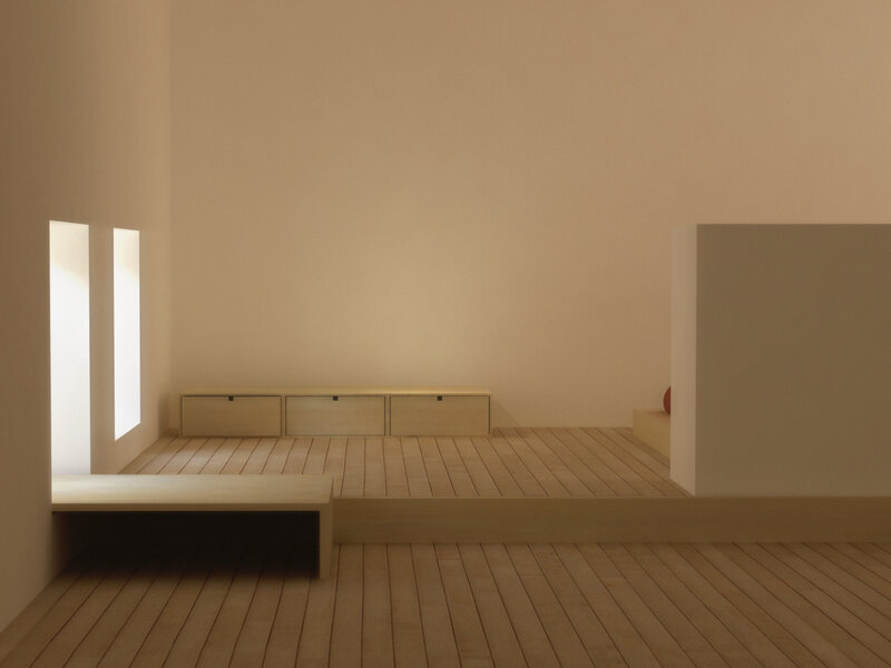Minimalist wooden room interior