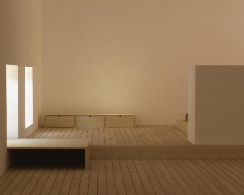 Minimalist wooden room interior