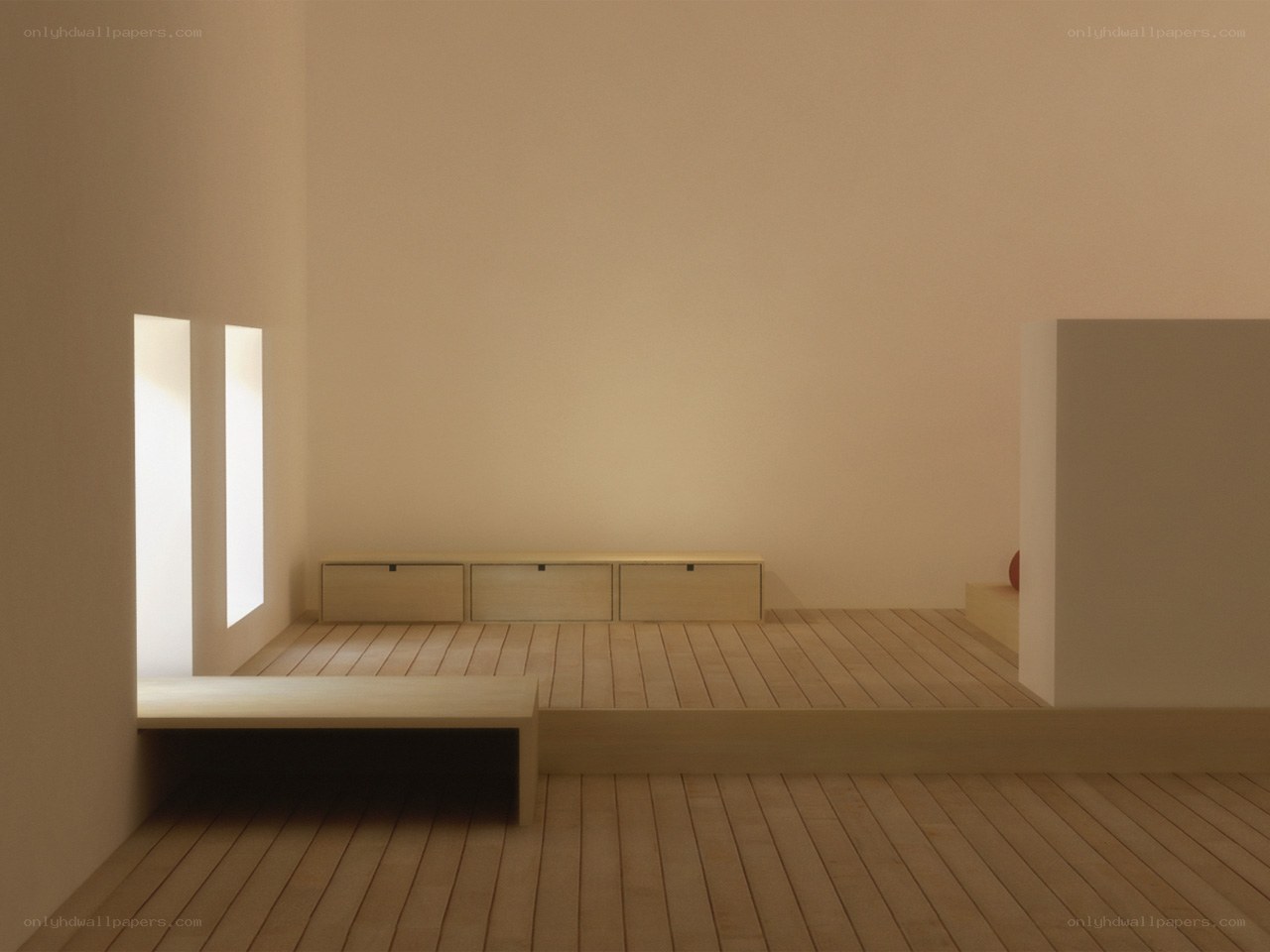 Minimalist wooden room interior