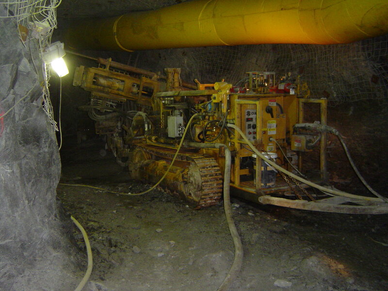 Mining equipment in underground tunnel