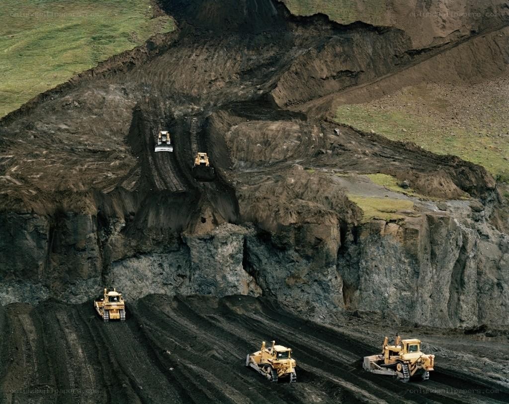 Mining operation with bulldozers
