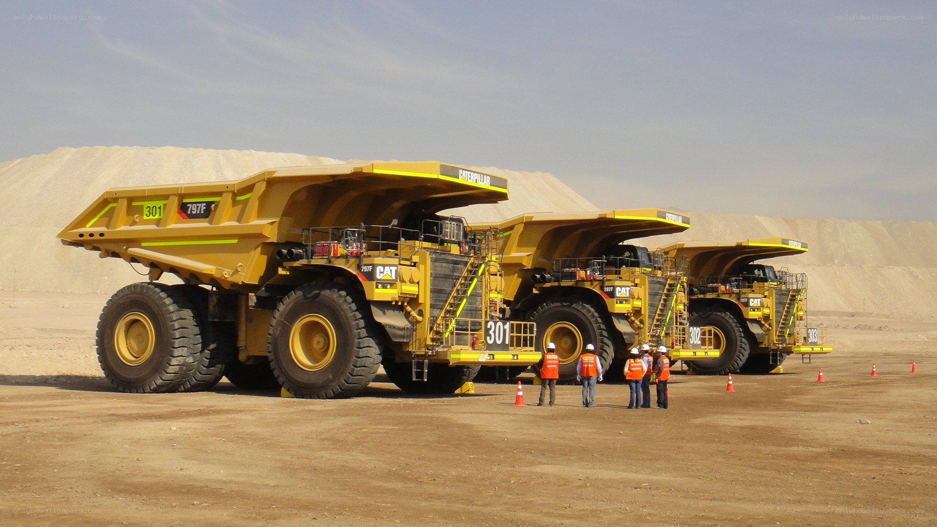 Mining trucks in a quarry
