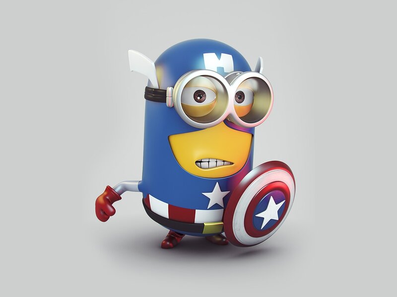 Minion Dressed as Captain America