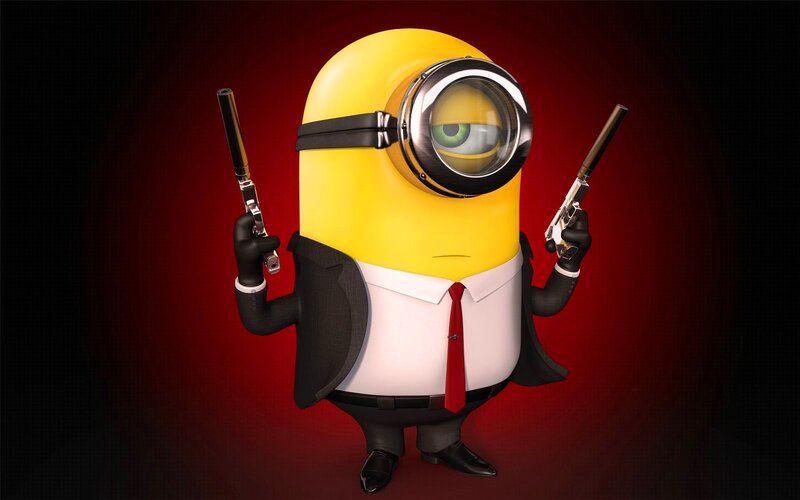 Minion Holding Guns — Yellow, Dramatic, 3d Render, Gun, Suit