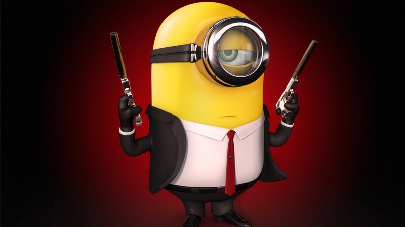 Minion Holding Guns — Yellow, Dramatic, 3d Render, Gun