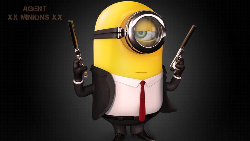 Minion Holding Guns — Yellow, Serious