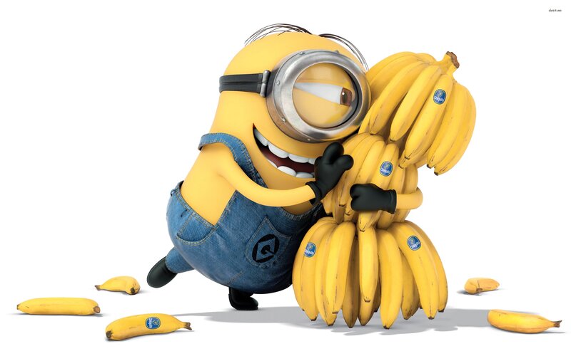 Minion Hugging Bananas — Yellow, Playful