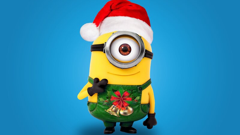 Minion in Santa Hat — Blue, Festive