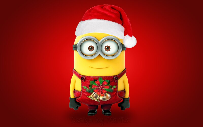 Minion in Santa Hat — Red, Festive, Winter, 3d Render