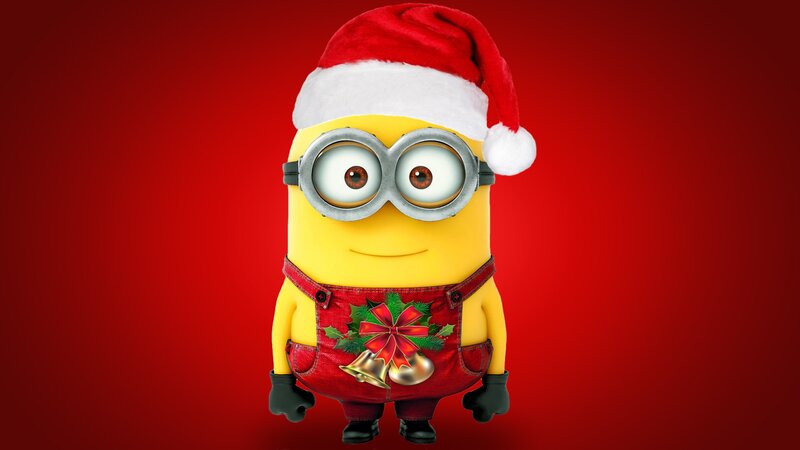 Minion in Santa Hat — Red, Festive, Winter