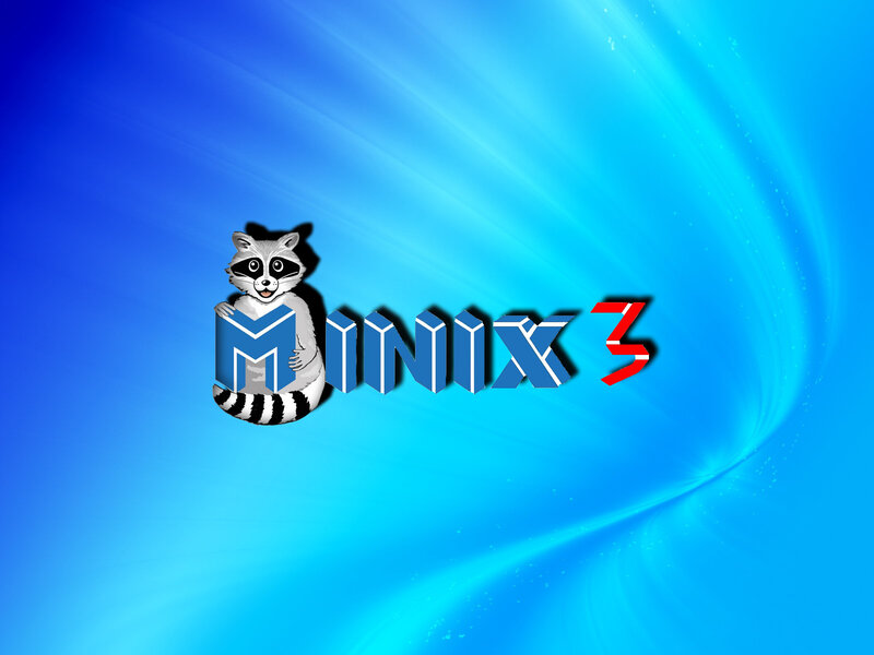 Minix 3 logo on blue background