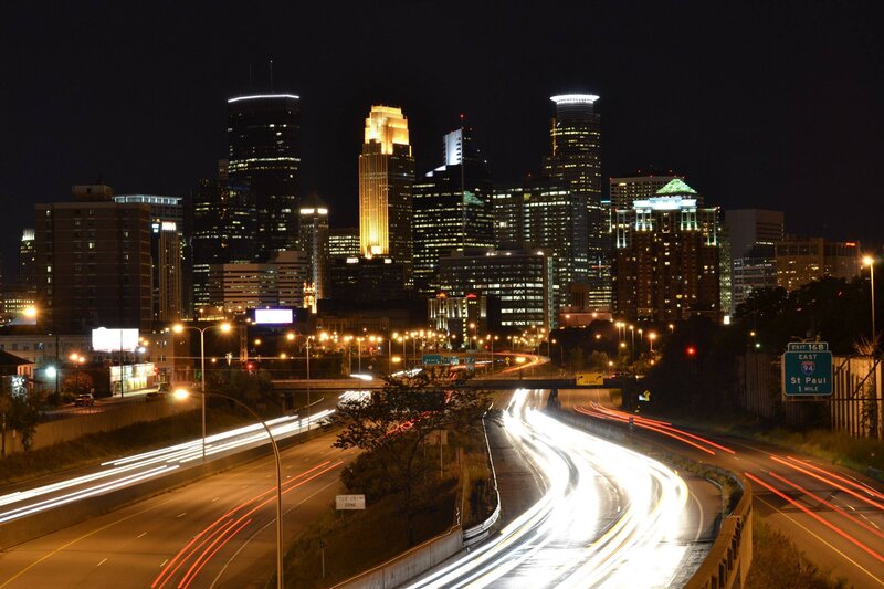 Minneapolis Skyline at Night — Black