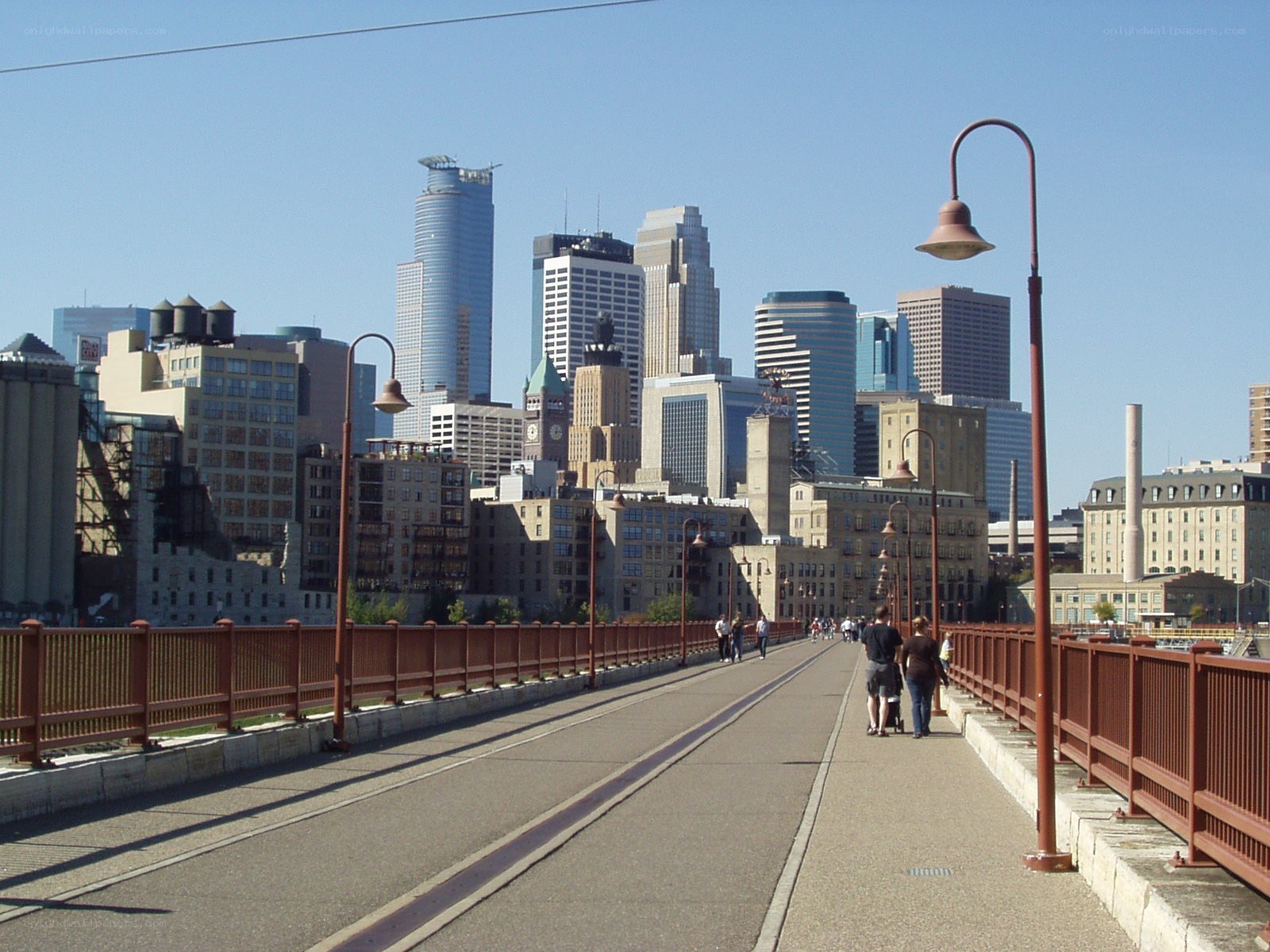 Minneapolis skyline from a bridge