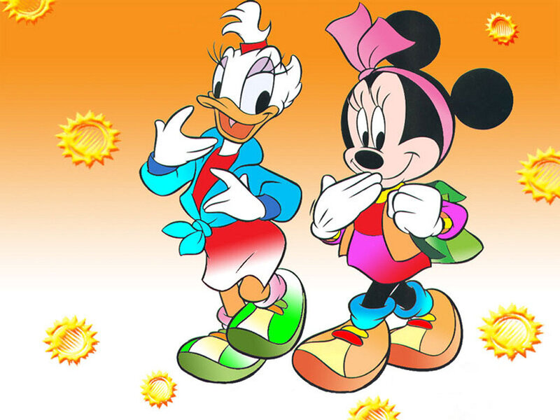 Minnie and Daisy in sunny scene