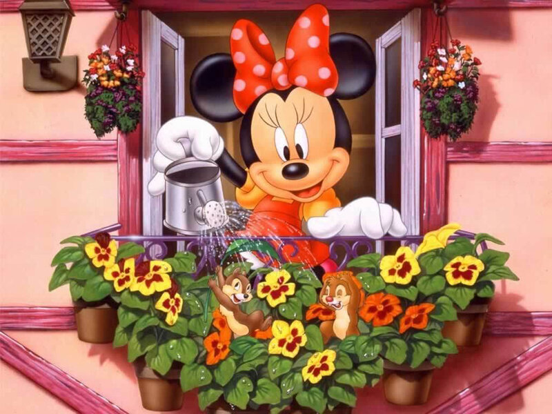 Minnie Mouse Watering Plants — Pink