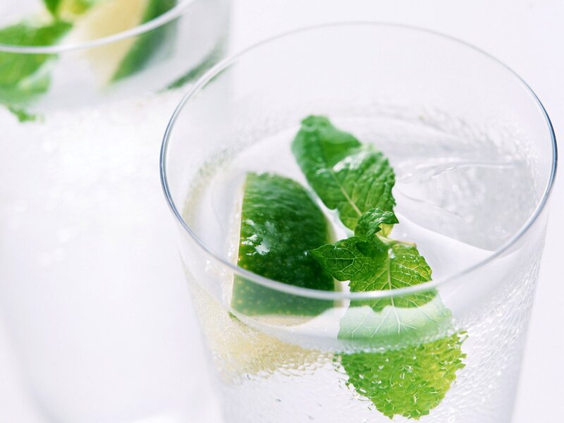 Mint and Lime in Glass