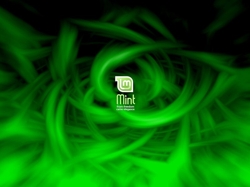 Mint Linux logo on green swirl