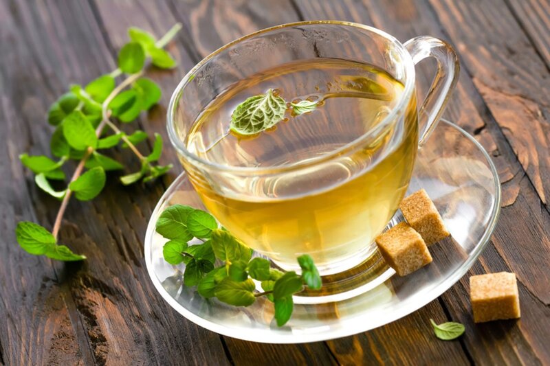 Mint Tea in Glass Cup — Green, Calm, Photograph