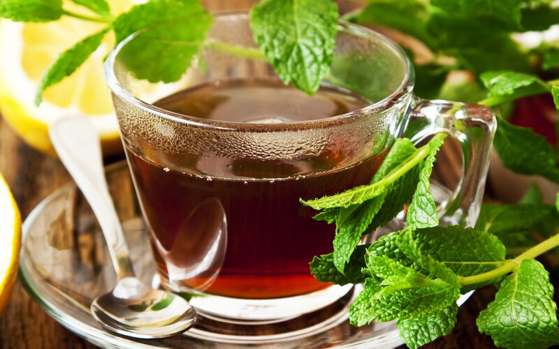 Mint Tea in Glass Cup — Green, Refreshing