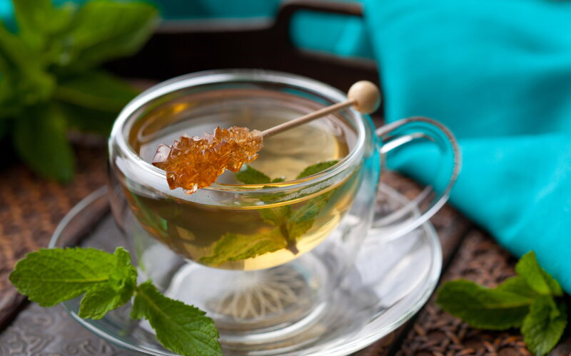Mint Tea in Glass Cup — Green