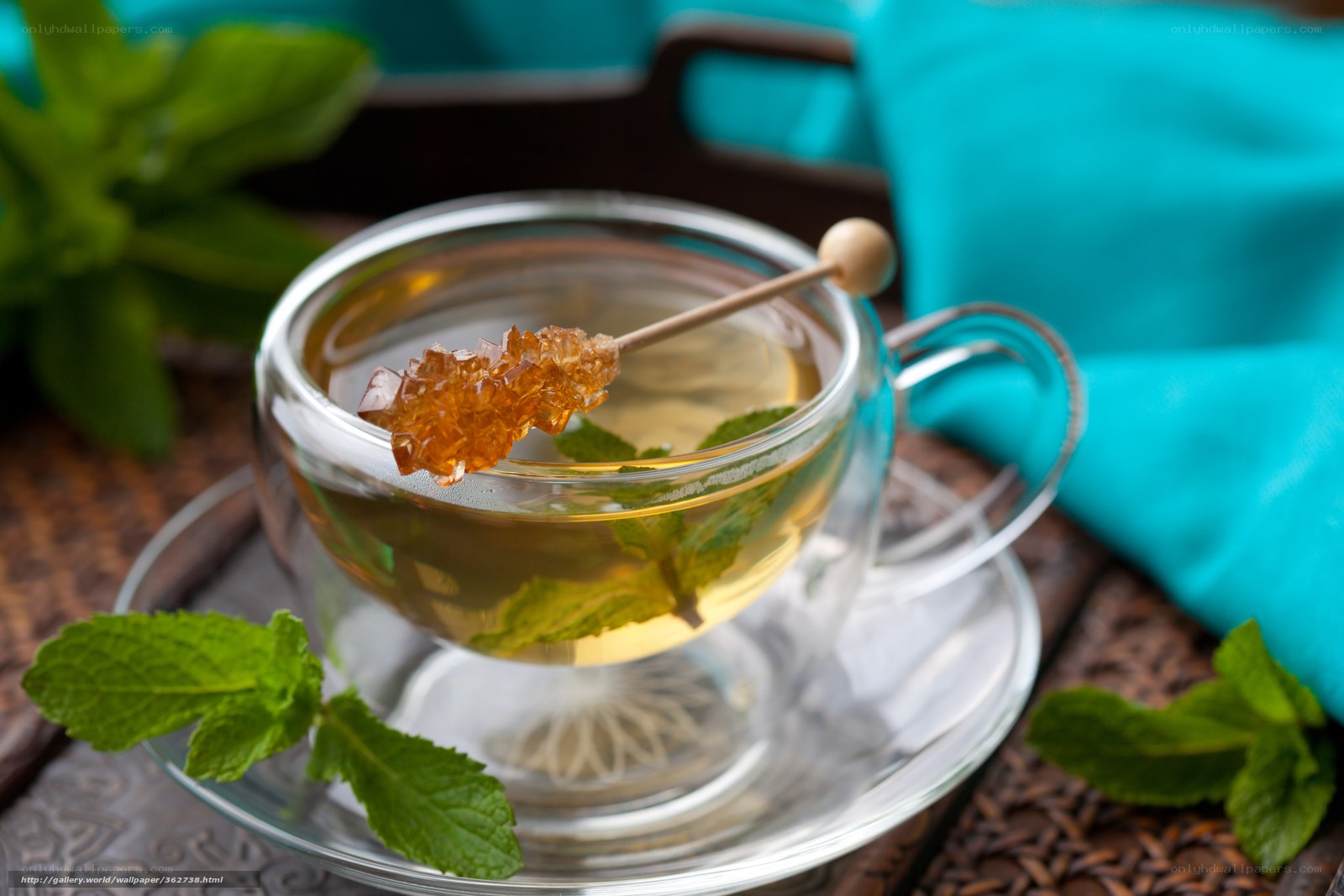 mint tea with sugar stick