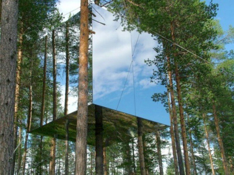 Mirror house in forest