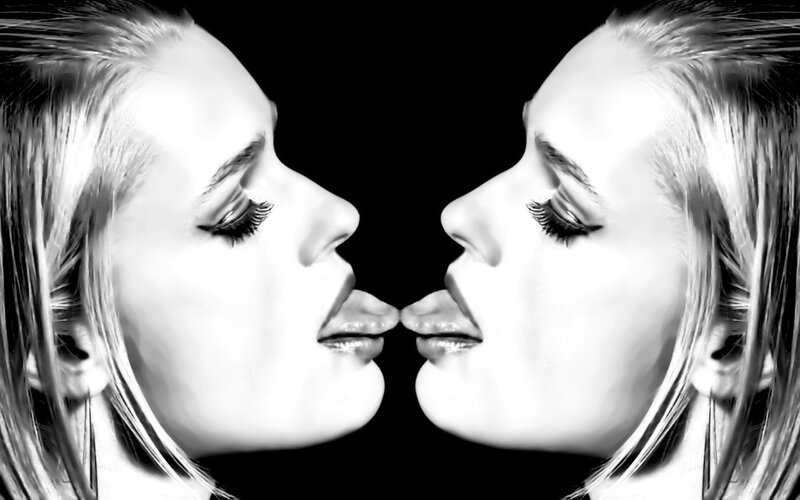 mirror image of a woman