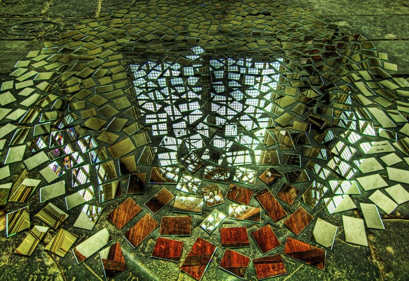 Mirror mosaic floor art