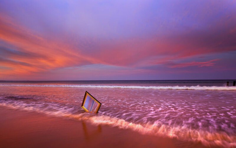 Mirror on Beach at Sunset