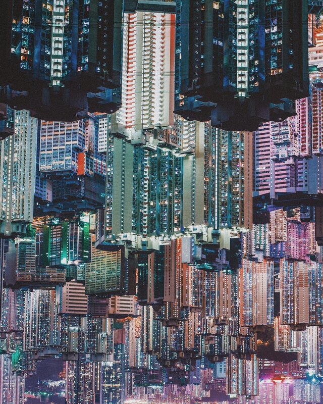 Mirrored Cityscape at Night