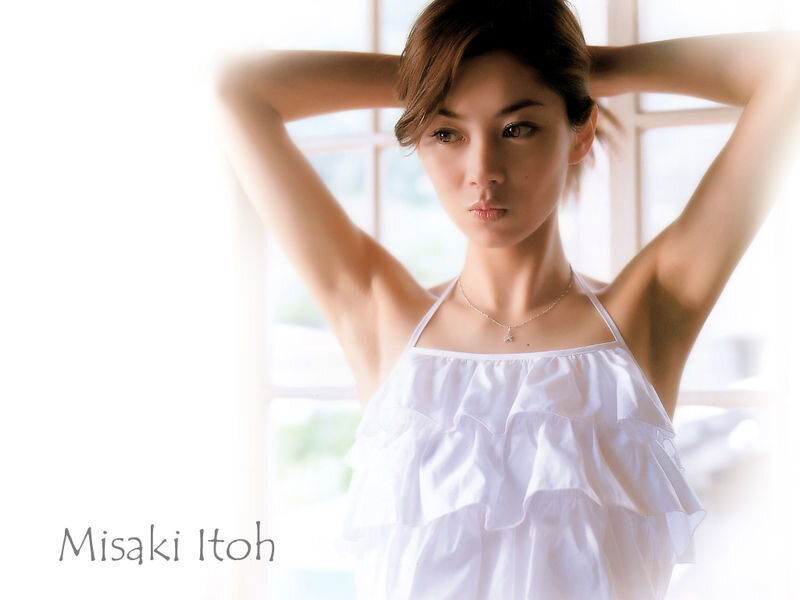 Misaki Itoh in white dress