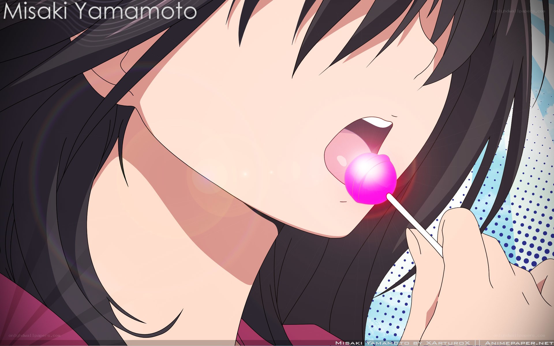 Misaki Yamamoto eating lollipop