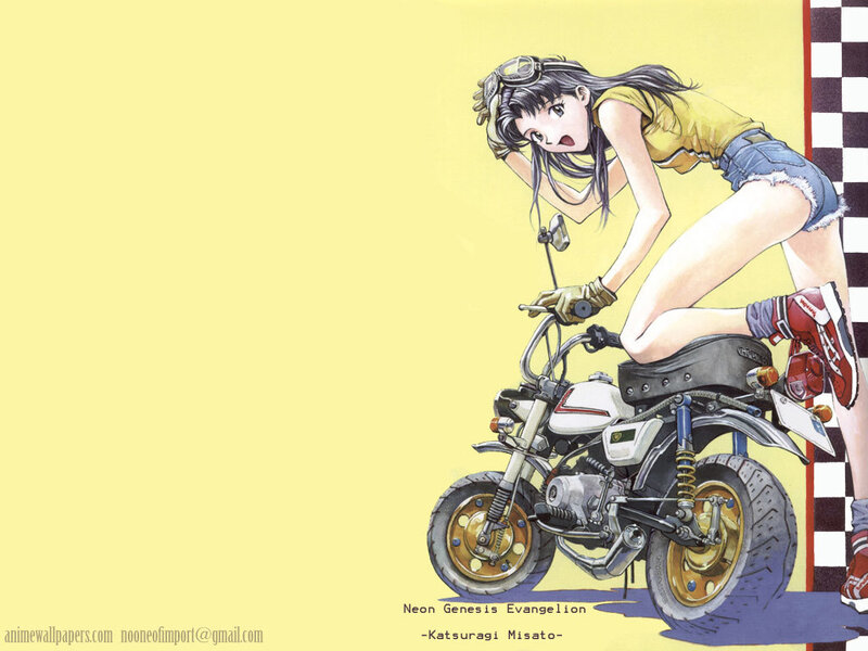 Misato on a motorcycle