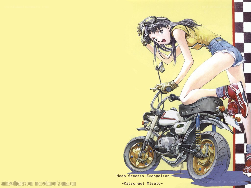 Misato on a motorcycle