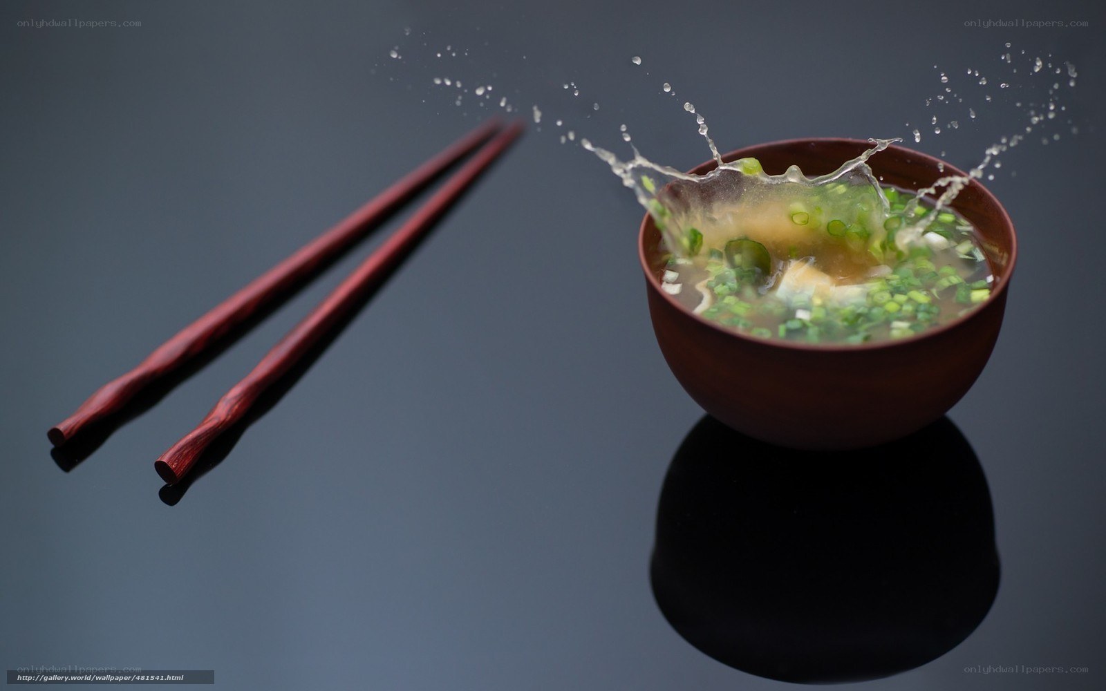 Miso soup with chopsticks