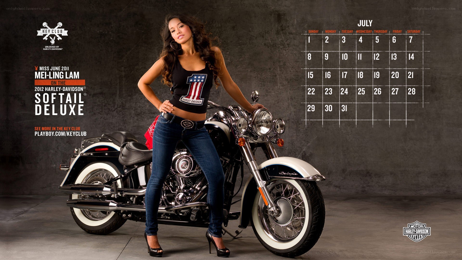 Miss June on a motorcycle