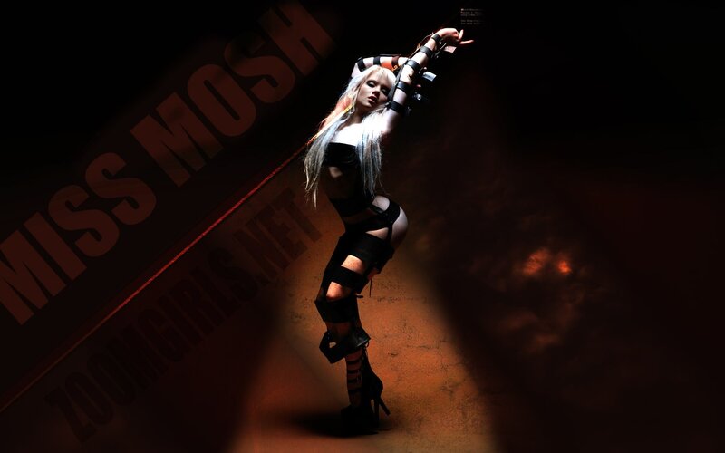 Miss Mosh in dark costume