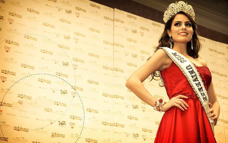 Miss Universe winner in red gown
