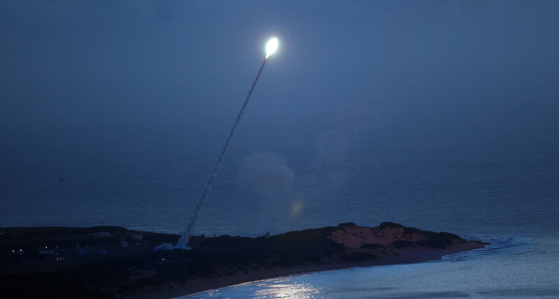 Missile launch at dusk