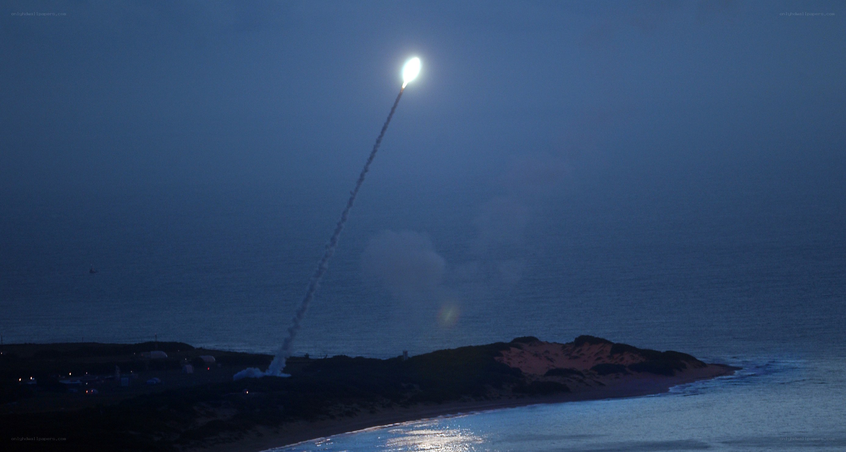 Missile launch at dusk