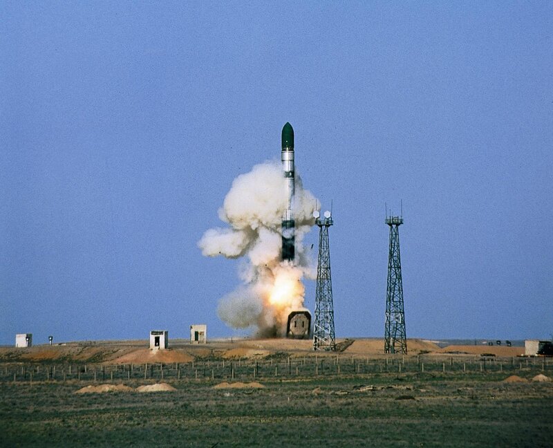 Missile launch from desert site