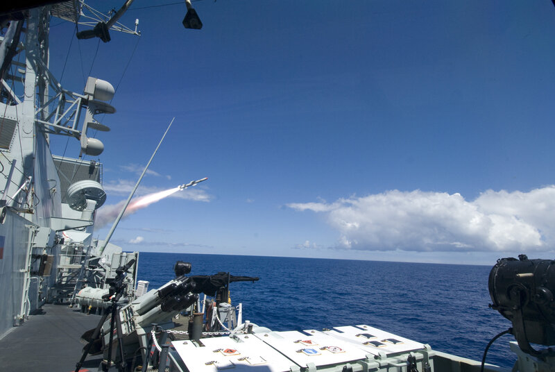 Missile Launch from Ship — Blue, Dramatic, Afternoon, Photograph
