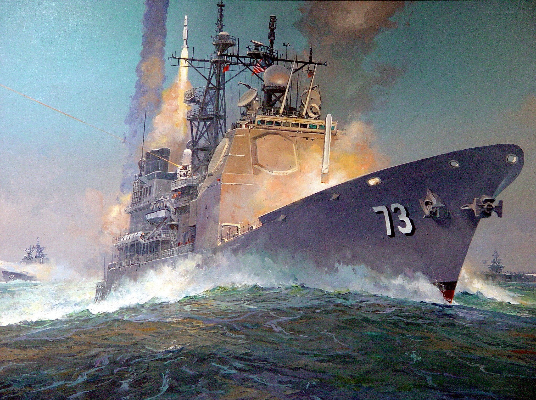 Missile launch from warship