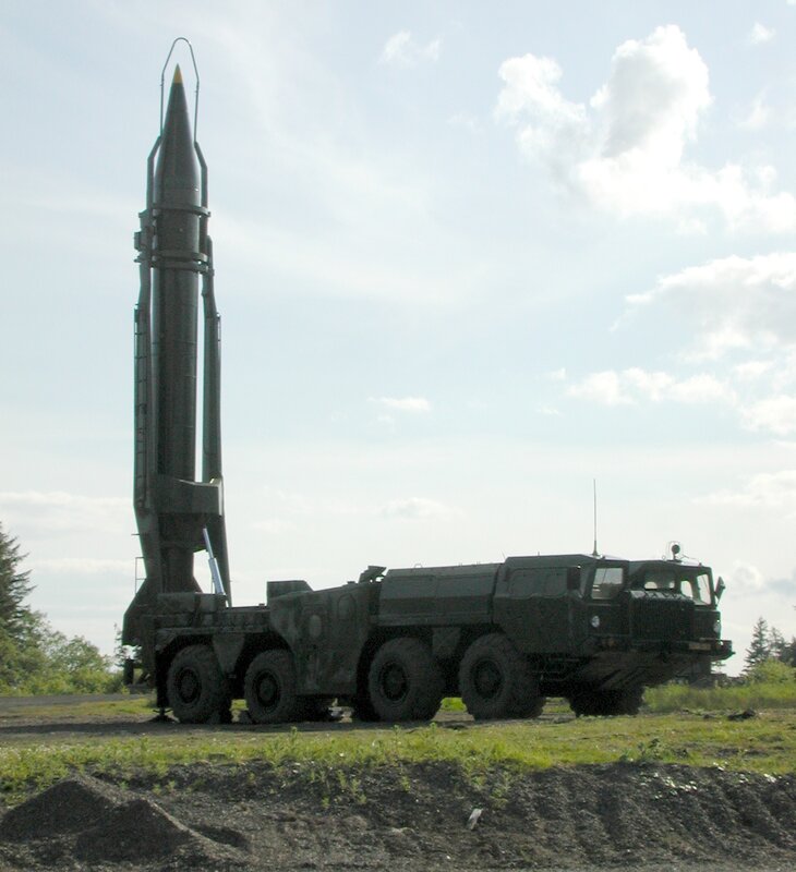 Missile launcher on transport vehicle