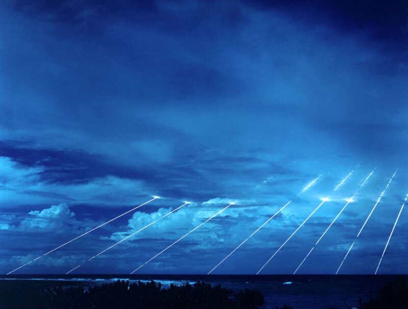 Missile Launches over Ocean — Blue