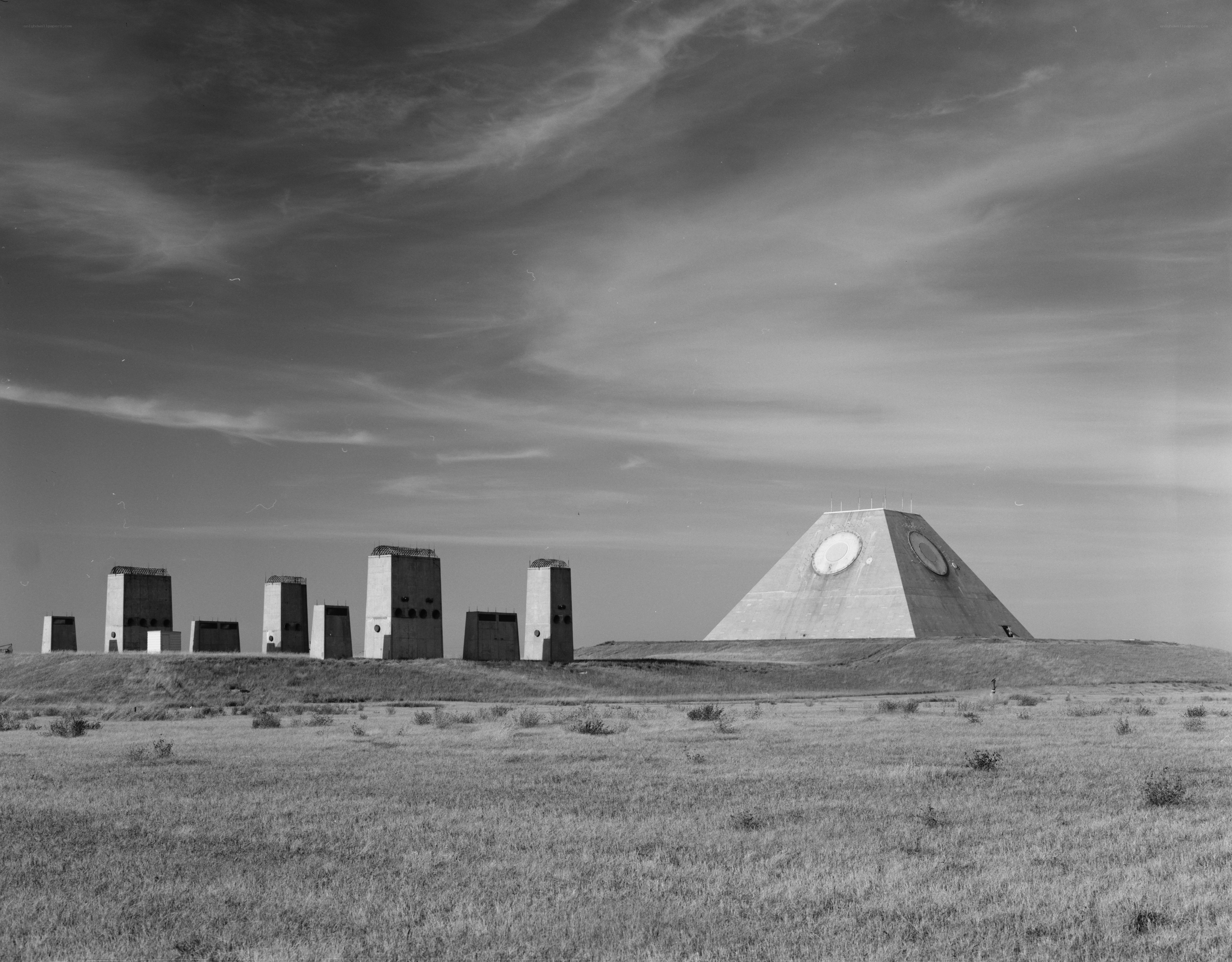 Missile silos in a field