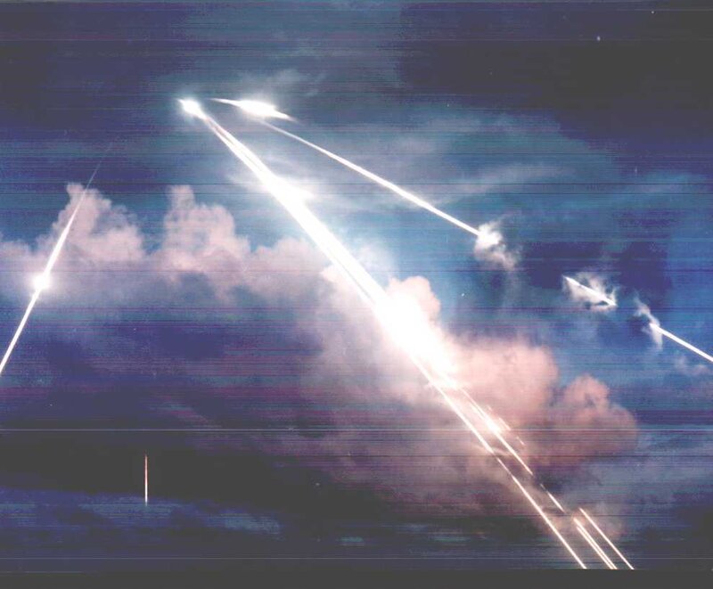 Missiles launching at night