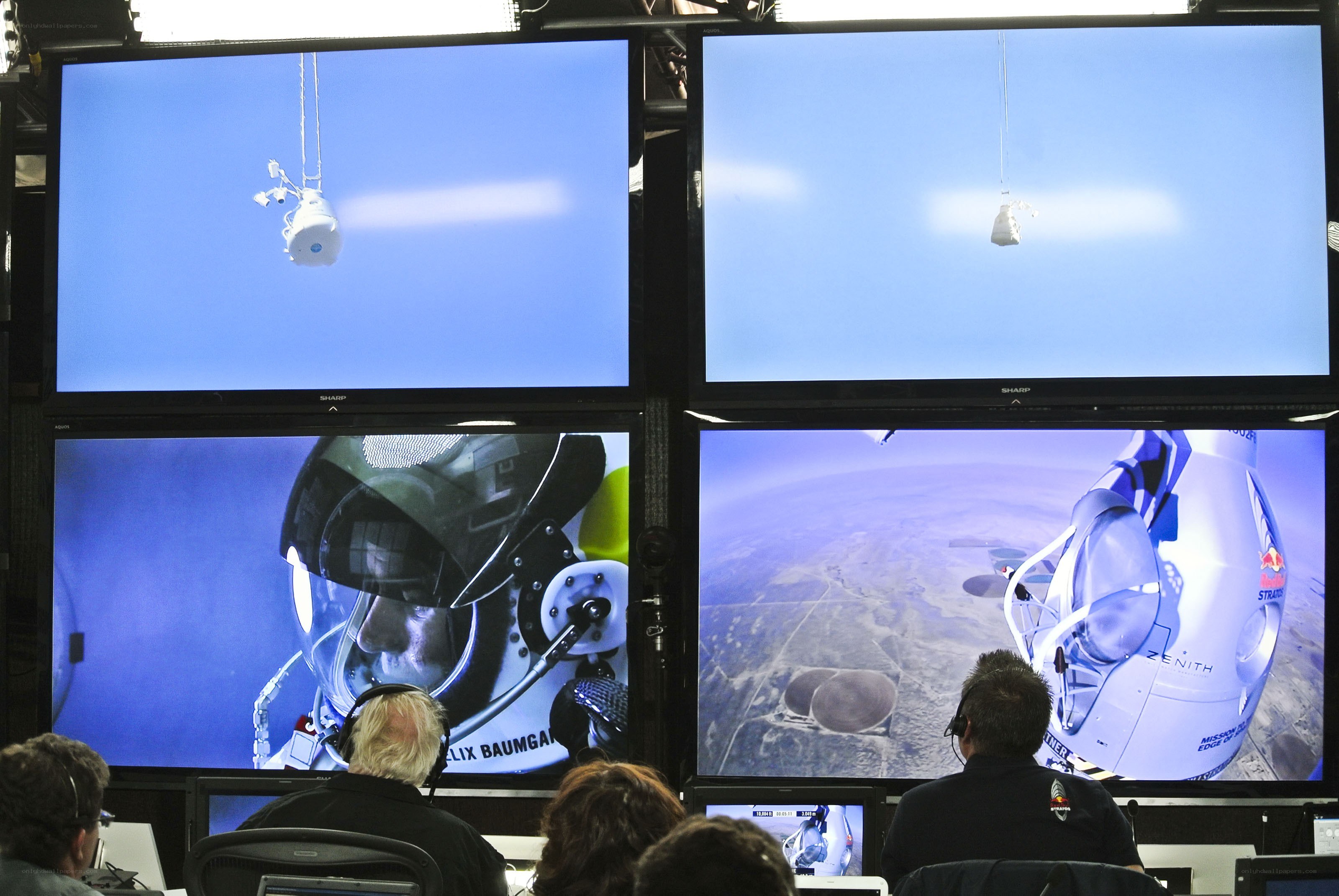 Mission control monitors space jump
