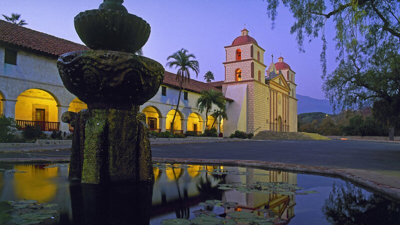 Mission San Juan Capistrano at dusk